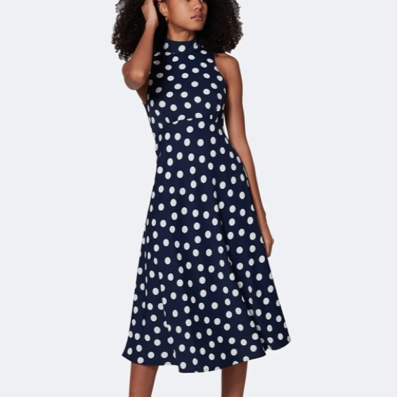 Most Of All Coralie Satin Midi Dress In Polka Dot - Picture 2 of 11